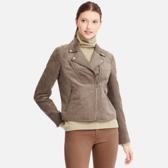 Uniqlo Faux Suede Jacket In Mocha Mousse Costal Cowgirl Boho Size Small - Picture 1 of 12
